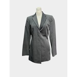 Express Womens 5/6 Dark Gray Blazer Dress Jacket Hidden Buttons Shoulder Pads